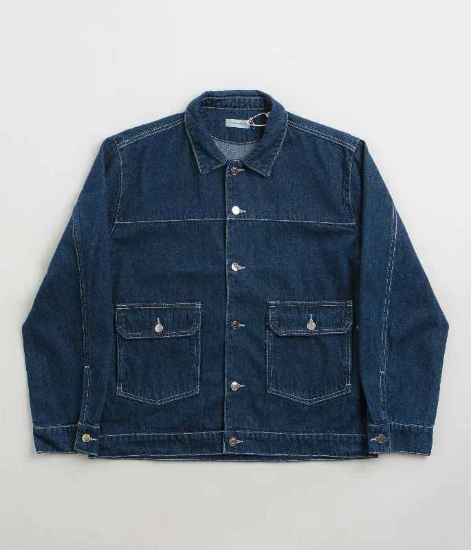 Pop Trading Company Full Button Denim Jacket - Rinsed Denim