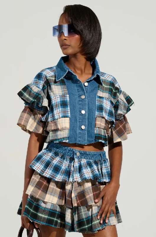 Women’s clothing that combines comfort and style   OVERRATED PLAID BUTTON DOWN BLOUSE