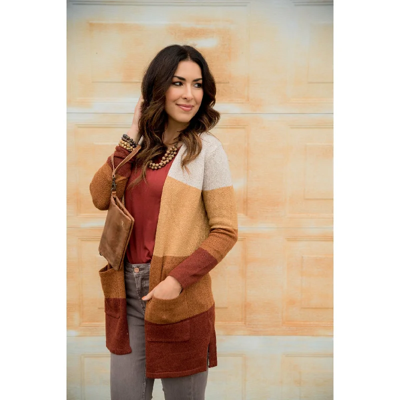 Step into style with our women’s clothing collection   Color Blocked Pocket Cardigan