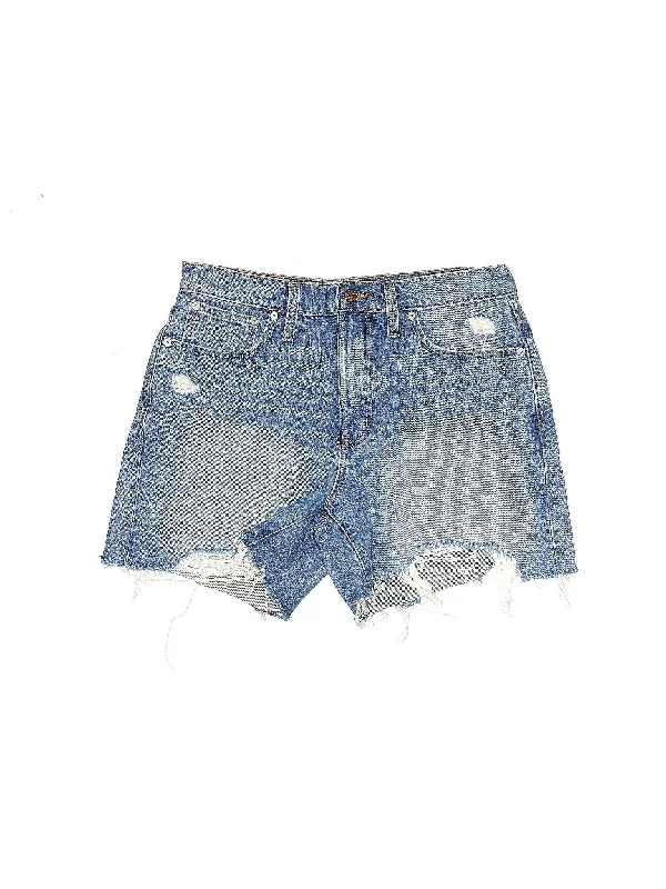 Feminine silhouettes for the modern woman   High-Rise Denim Shorts in Medium Wash