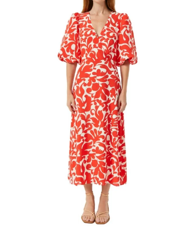Find your perfect fit with stylish women’s clothing   Ina Midi Dress In Red Caspian Lagoon Grande