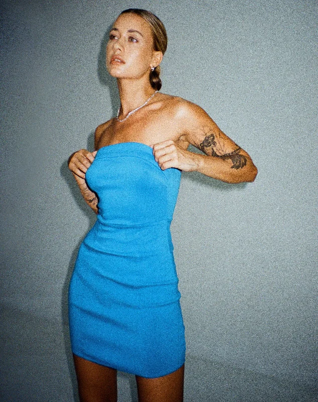 Premium quality women’s clothing at affordable prices   Siria Bandeau Mini Dress in Tailoring Blue