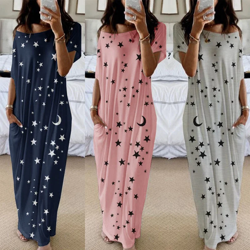 Women’s clothing that fits your personality and style   Women's Round Neck Sleeve Loose Midi Dress Dresses