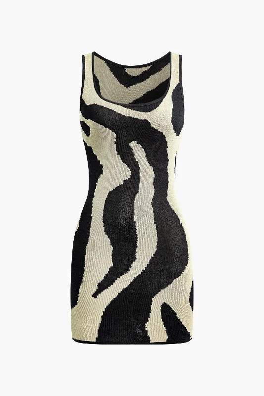 Feminine and fashionable clothing for every wardrobe   Contrast Sleeveless Knit Mini Dress
