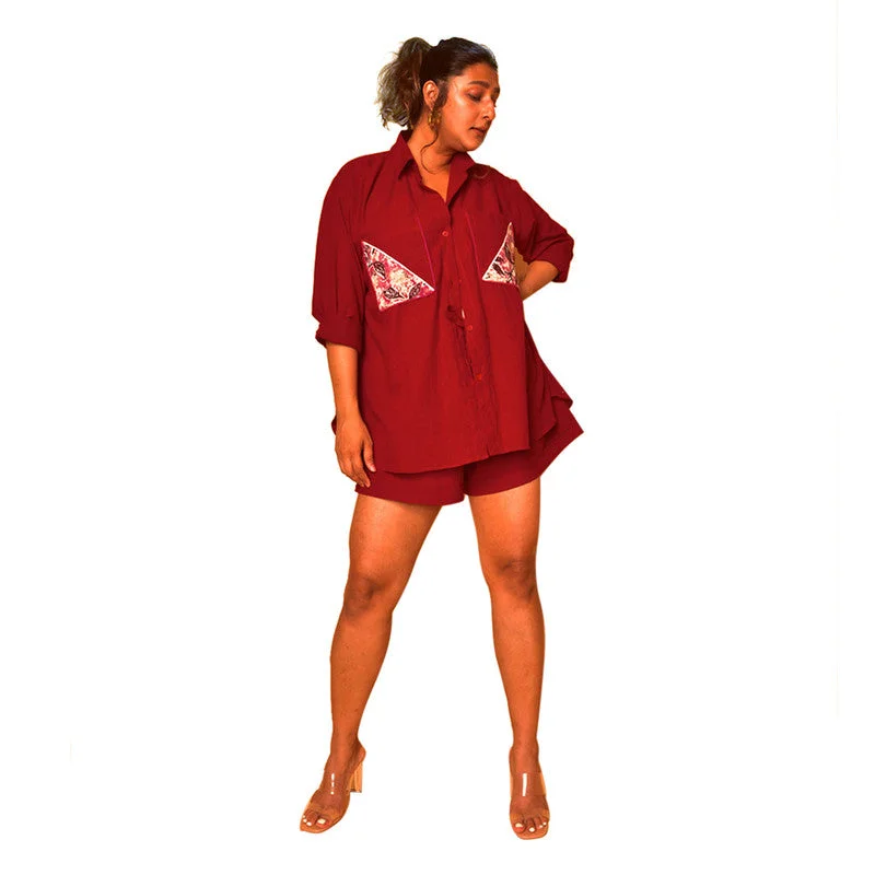 Everyday essentials for a stylish wardrobe   Kala Cotton Oversized Shirt for Women | Maroon
